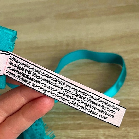 Victoria’s Secret Dream Angel Unlined Demi Sheer Lace Teal Bra - Size 36C - Picture 8 of 10